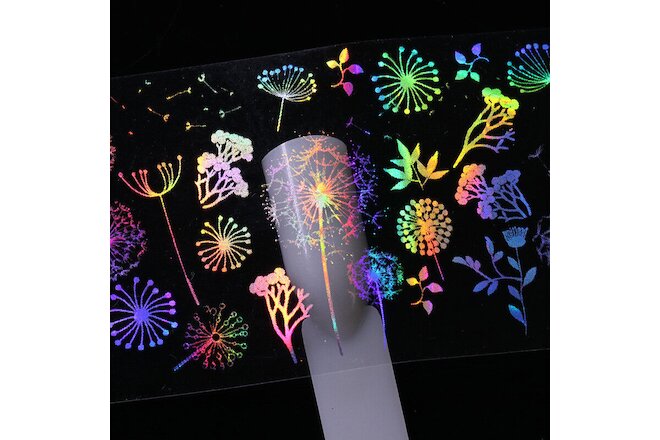 10 Sheets Holographics Nail Art Foil Rose Butterfly Fire Transfer Stickers