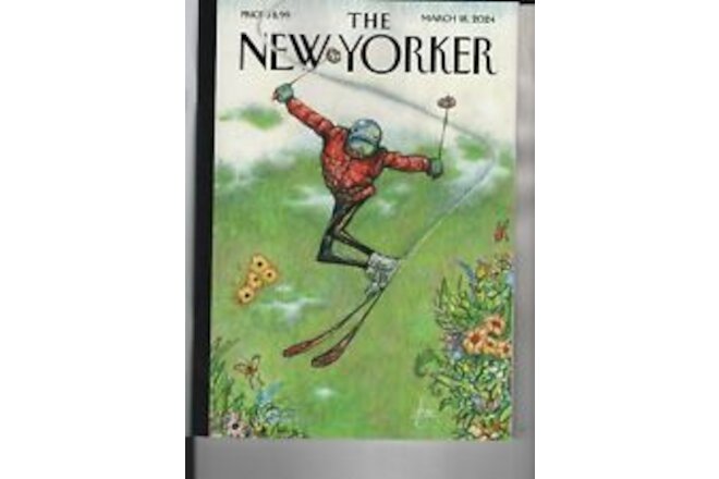 DOWNHILL THE NEW YORKER MAGAZINE MARCH 18 2024 NO LABEL SKIING
