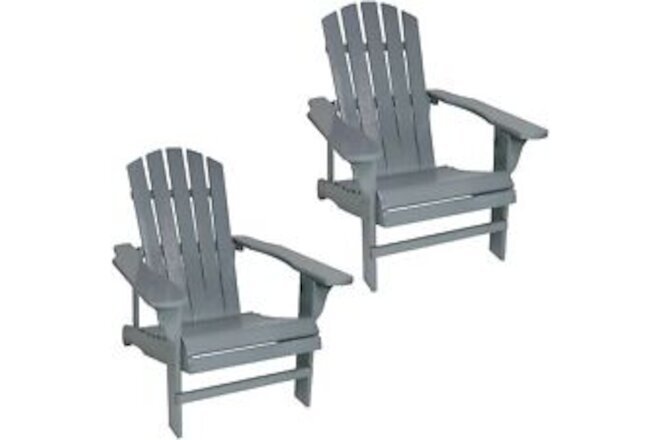 Coastal Bliss Fir Wood Adirondack Chair - Gray - Set of 2 by Sunnydaze
