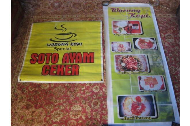 BALI Restaurant Advertising Murals x 2 - Linen/Canvas (Large) Authentic