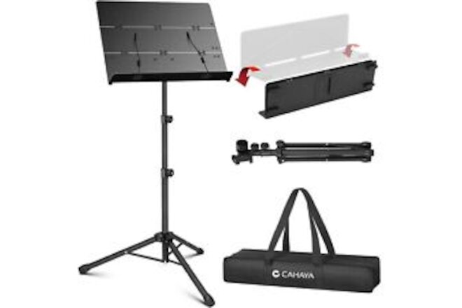 Foldable Sheet Music Stand with Tri-fold Panel Portable Music Stand with Carr...
