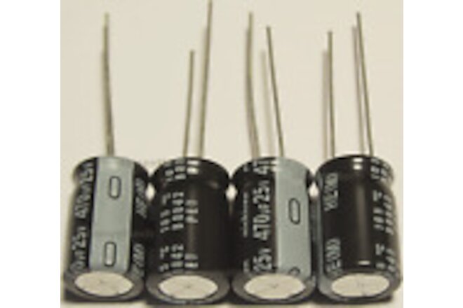 4x Nichicon HE 470uF 25v Low-ESR radial capacitors caps 105C 10mm 10x16