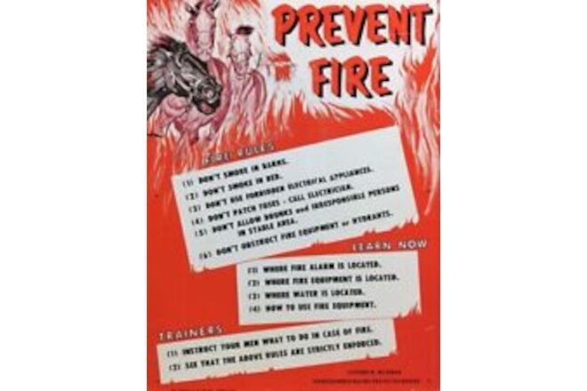 Horse Trainers Fire Prevention NEW METAL SIGN: 9 x 12" and Free Shipping