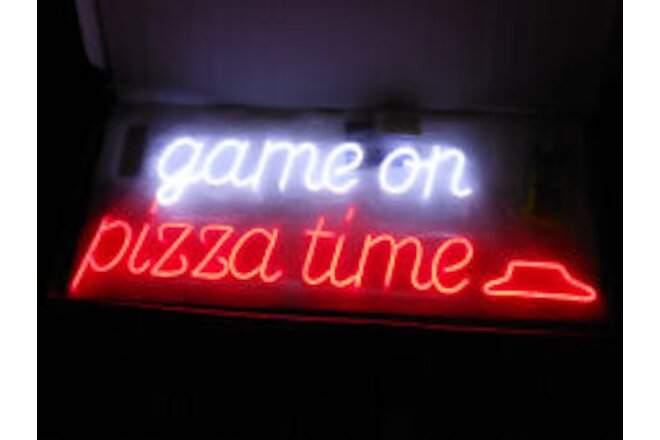 Game On Pizza Time LED Neon Sign 38"x12" Snack Bar Restaurant Wall Decor Artwork