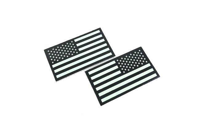 Infrared IR US Flag Patch Forward & Reverse Army Navy USMC VELCRO® Brand 2 PACK