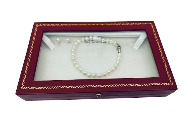Cultured 5mm Pearl Bracelet and Earrings Set Sterling Silver Madison Studio