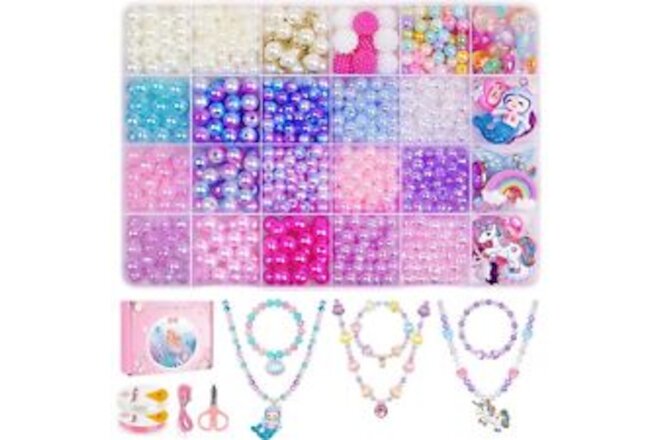 900Pcs Mermaid Bracelet Making Kit for Girls Kids Charm DIY Beads for Jewelry...