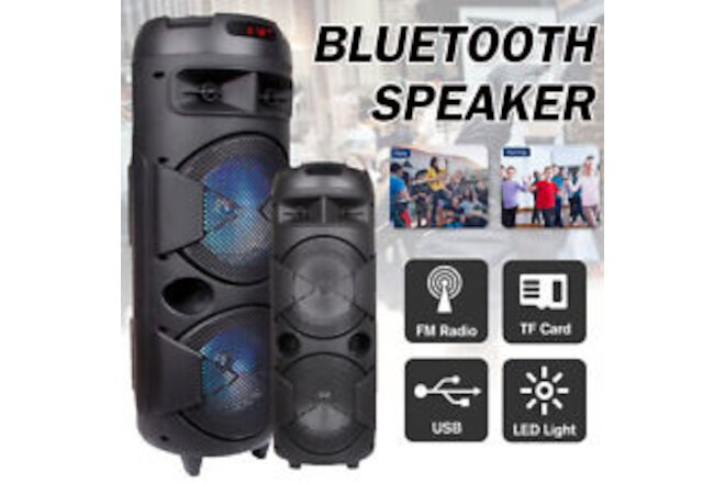 6,000W Bluetooth Speaker Sub woofer Portable Heavy Bass Sound System Party & Mic