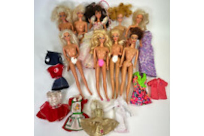 Lot 9 Vintage Barbie Dolls Blonde Brunette Clothing 11 VTG Outfits Dresses 1960s