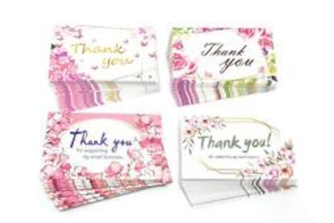 240Pcs Thank you for Supporting My Small Business Cards, Thank you Pink Flora...