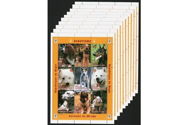 Niger 1999 Wholesale Lot Of 10 Stamps Sheets Dogs Scouting MNH #12952