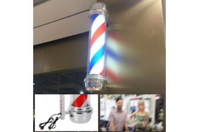 Barber Pole LED Glowing Globe Light Hair Salon Barber Shop Open Sign | Rotating