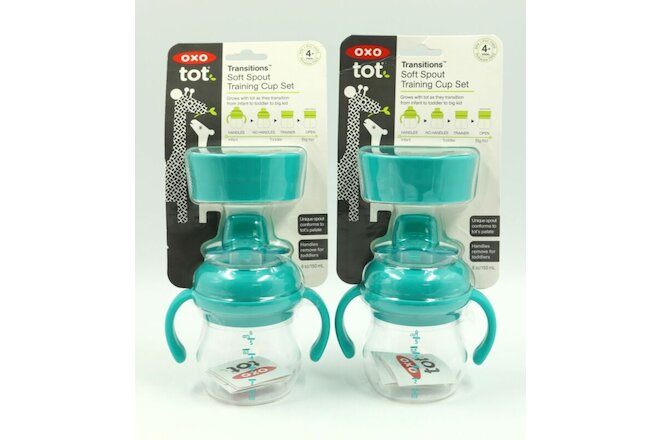 OXO Tot Transitions Soft Spout Training Cup Set 6 oz Pack of 2 Teal