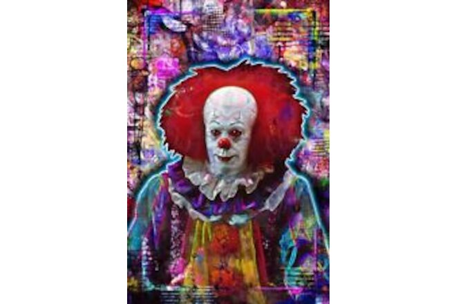 PENNYWISE from "IT" 8x12in Poster, Tim Curry as Pennywise Clown Print Free Ship