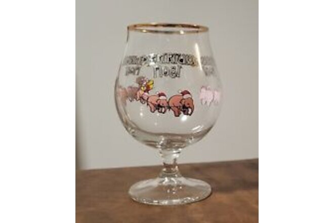 Delirium Noel Belgian Beer Glass Gold Rim 33 cl Pink Elephants