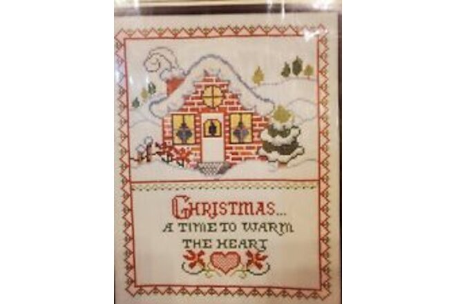 Vintage Bucilla Christmas Heirloom Counted Cross-Stitch 'Warm the Heart' NEW!