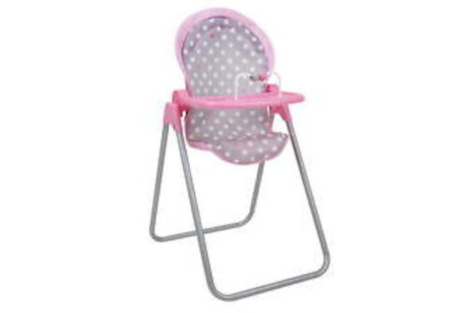 Cotton Candy Pink Foodie Doll Highchair in Grey Polka Dots