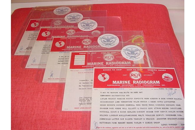 SS UNITED STATES LINES (5) Ship-to-Shore Radiograms  /  One-Of-A-Kind & Signed