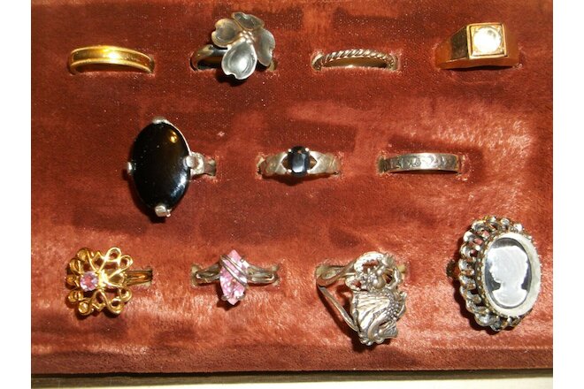 Vintage Mixed Lot Rings .925 Ott Uncas Sterling Gold Filled