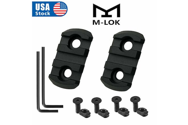 2 Pcs 3 Slots Picatinny Rail Section Aluminum for M-LOK/MLOK Mount adapter USA