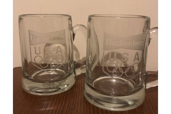 Beer Mug Olympic USA Budweiser Glass (lot of 2)