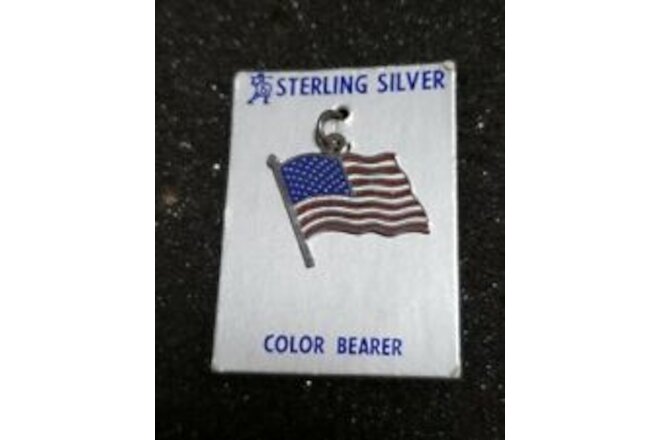 VINTAGE STERLING SILVER CHARM ENAMELED  USA FLAG NOS