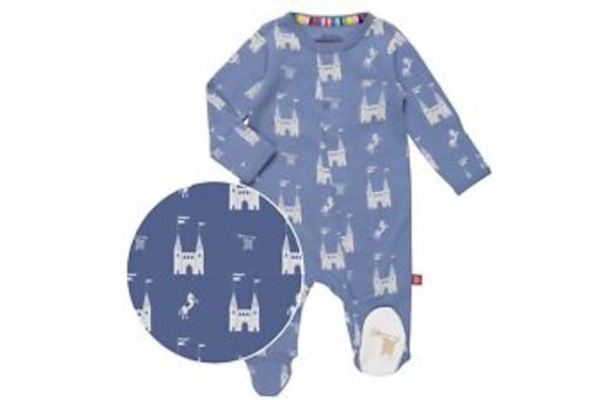 Magnetic Me Baby Footie Sleeper Organic Cotton Coverall Blue Royal Castle 6-9 Mo