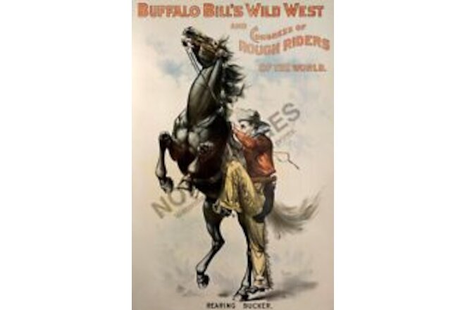 Buffalo Bill's Wild West Rough Riders vintage circus ad poster 12x18