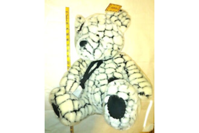 Vtg Snuggly & Cuddly Teddy  Plush T. L. Toys  White Black Patches Easter Bear