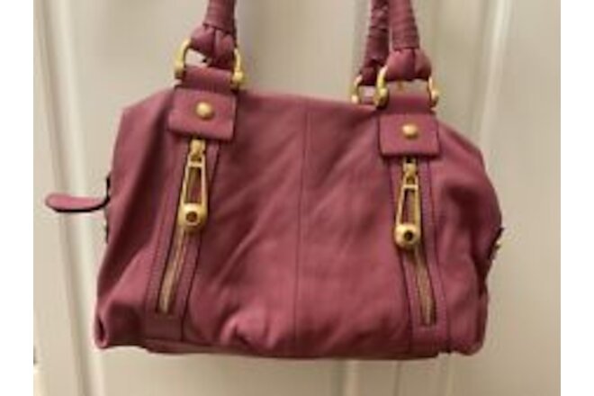 B Makowsky Leather 2 strap pink/Fuschia Bag
