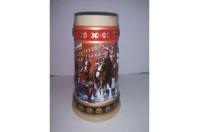 Budweiser Christmas 1993 Hometown Holiday Clydesdale Beer Stein Mug