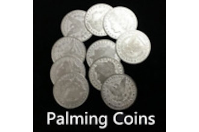 10pcs Palming Coins Morgan Magic Tricks Super Thin Close Up Illusion Accessories