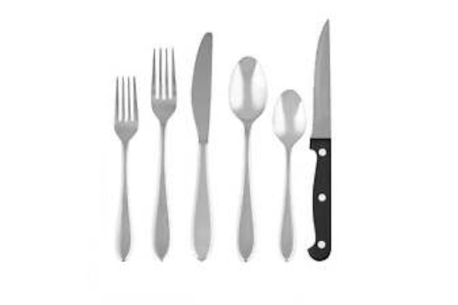 Piccante Mirror 36-Piece Flatware Set with Steak Knives (Service for 6)