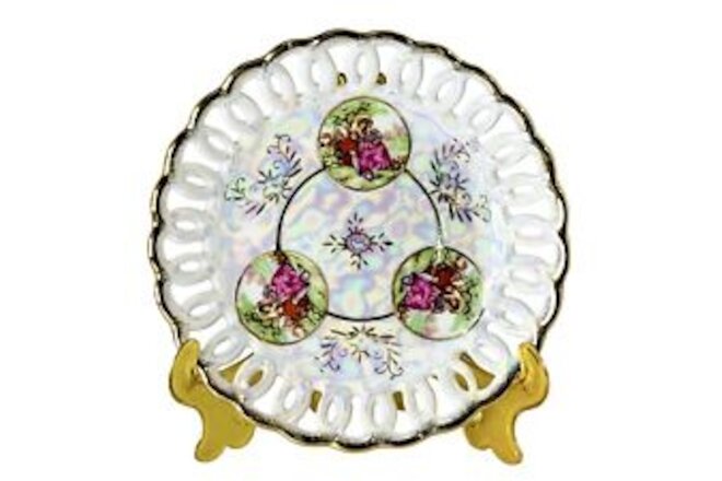 Royal Sealy Japan Royal Court Lusterware Iridescent Reticulated Saucer