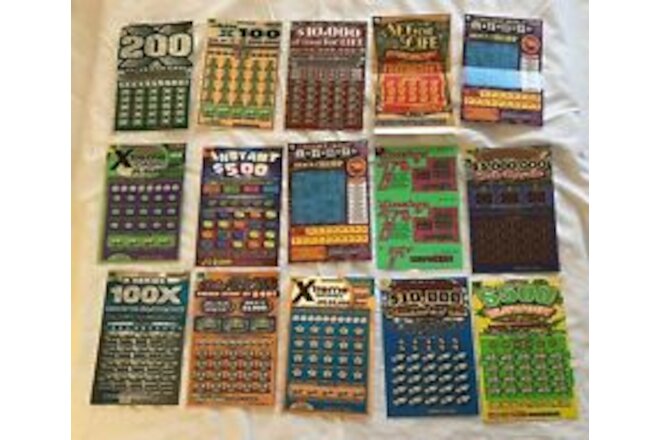 Assortment Of 15 NY Lottery Instant Scratch Off  Vending Display Tickets-New 2