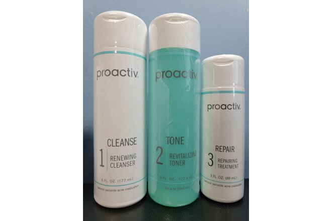 Proactiv 3 Pc Kit 90 DAY SUPPLY Cleanser Toner Repairing Treatment New EXP 3/24